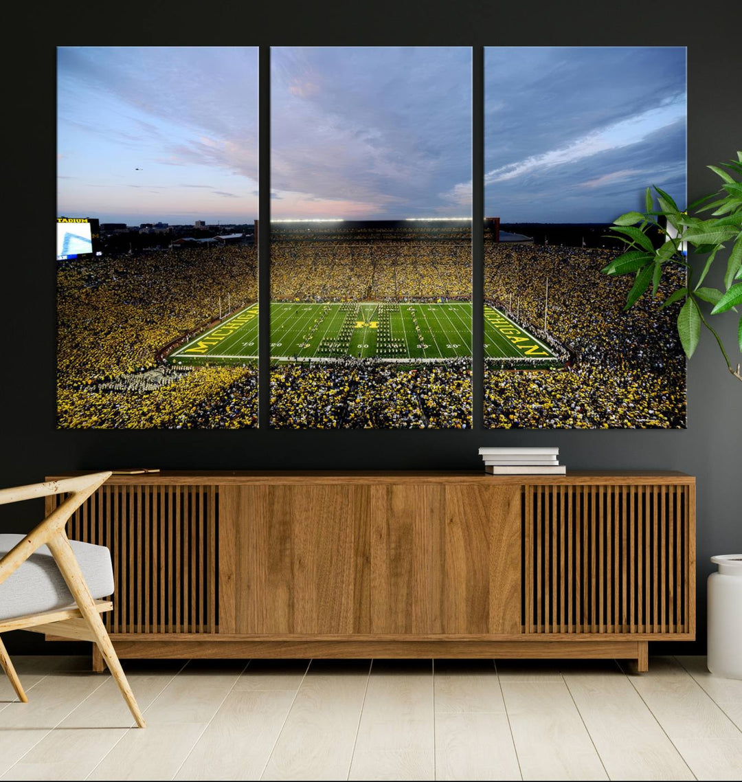 University of Michigan Wolverines Football Team Print - Ann Arbor Michigan Stadium Wall Art Canvas Print