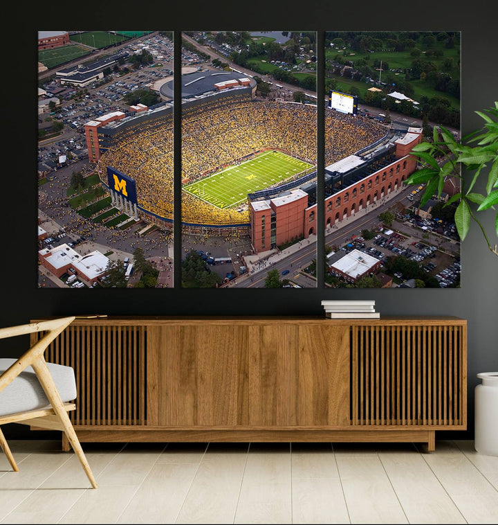 University of Michigan Wolverines Football Team Print - Ann Arbor Michigan Stadium Wall Art Canvas Print