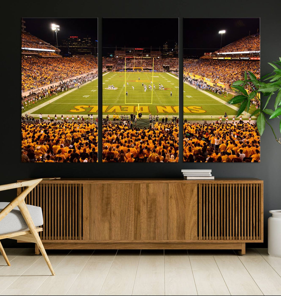 ASU Sun Devils Football Team Print - Phoenix Mountain America Stadium Wall Art Canvas Print