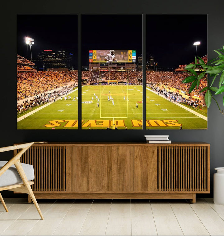 ASU Sun Devils Football Team Print - Phoenix Mountain America Stadium Wall Art Canvas Print