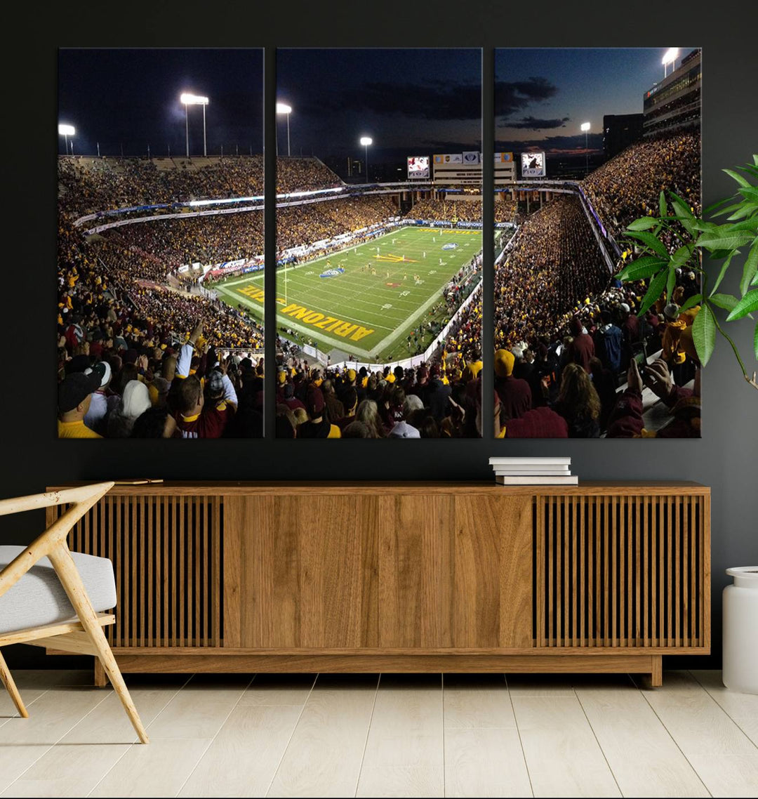 ASU Sun Devils Football Team Print - Phoenix Mountain America Stadium Wall Art Canvas Print