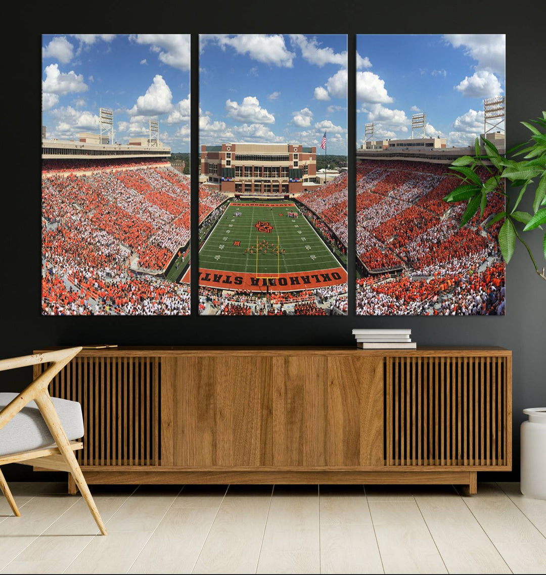 Oklahoma State Cowboys Football Team Print - Stillwater Boone Pickens Stadium Wall Art Canvas Print