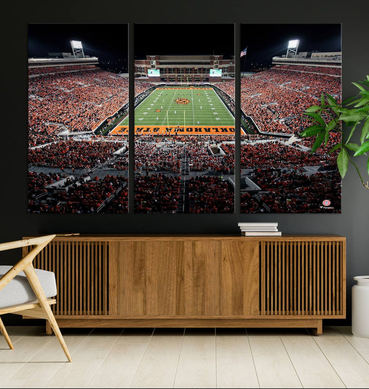 Oklahoma State Cowboys Football Team Print - Stillwater Boone Pickens Stadium Wall Art Canvas Print