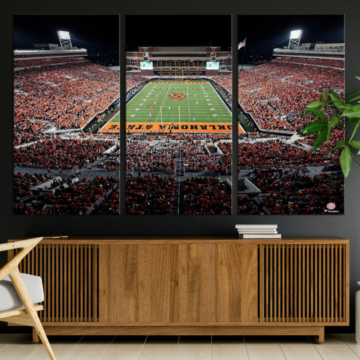 Oklahoma State Cowboys Football Team Print - Stillwater Boone Pickens Stadium Wall Art Canvas Print