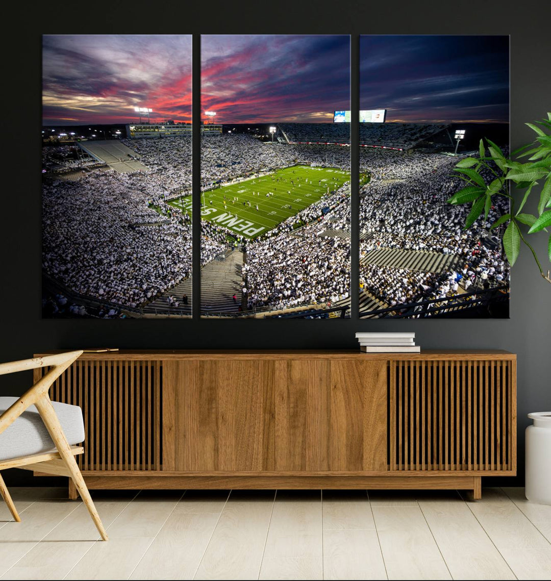 Penn State Nittany Lions Football Team Print - University Park Beaver Stadium Wall Art Canvas Print