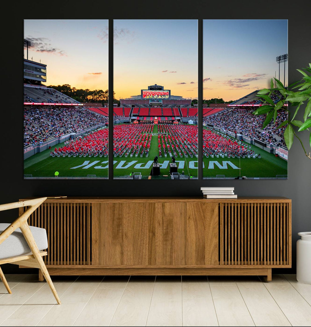 NC State Wolfpack Football Team Print - Raleigh Carter-Finley Stadium Wall Art Canvas Print