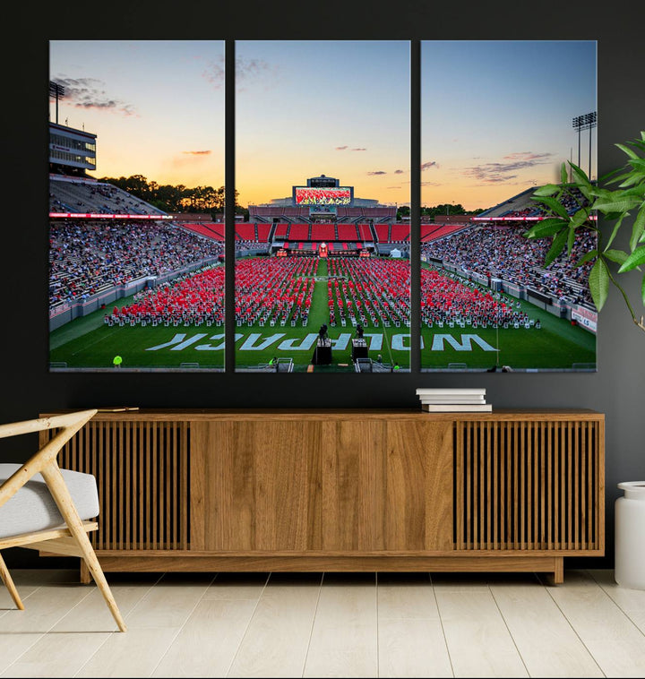 NC State Wolfpack Football Team Print - Raleigh Carter-Finley Stadium Wall Art Canvas Print