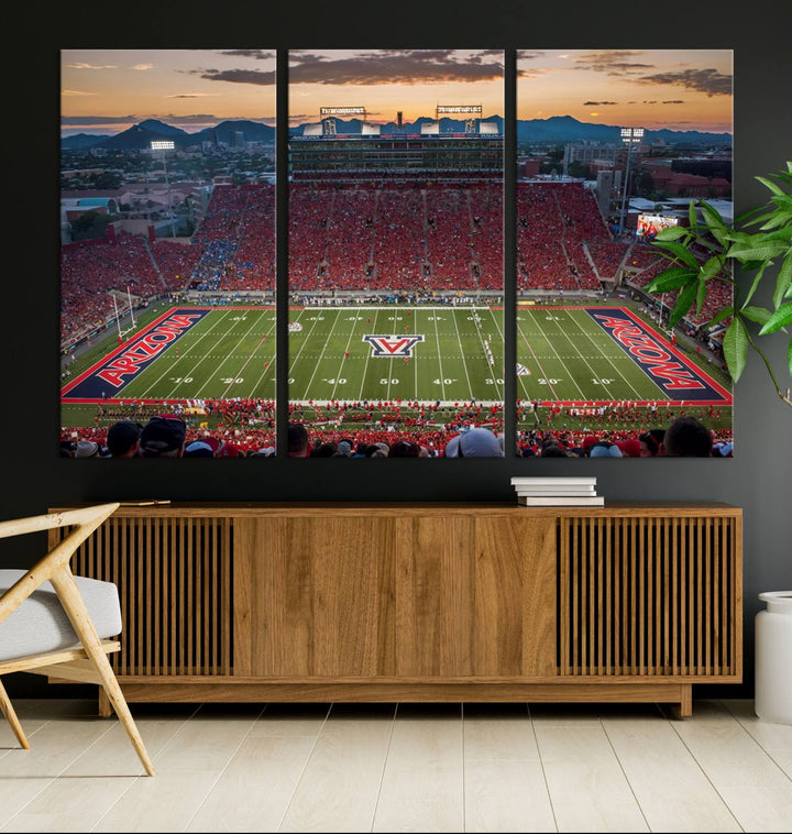 Arizona Wildcats Football Team Print - Tucson Arizona Stadium Wall Art Canvas Print