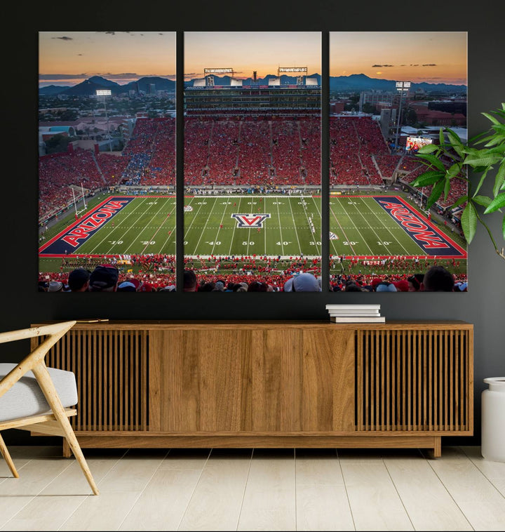 Arizona Wildcats Football Team Print - Tucson Arizona Stadium Wall Art Canvas Print