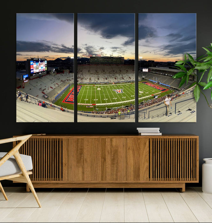 Arizona Wildcats Football Team Print - Tucson Arizona Stadium Wall Art Canvas Print