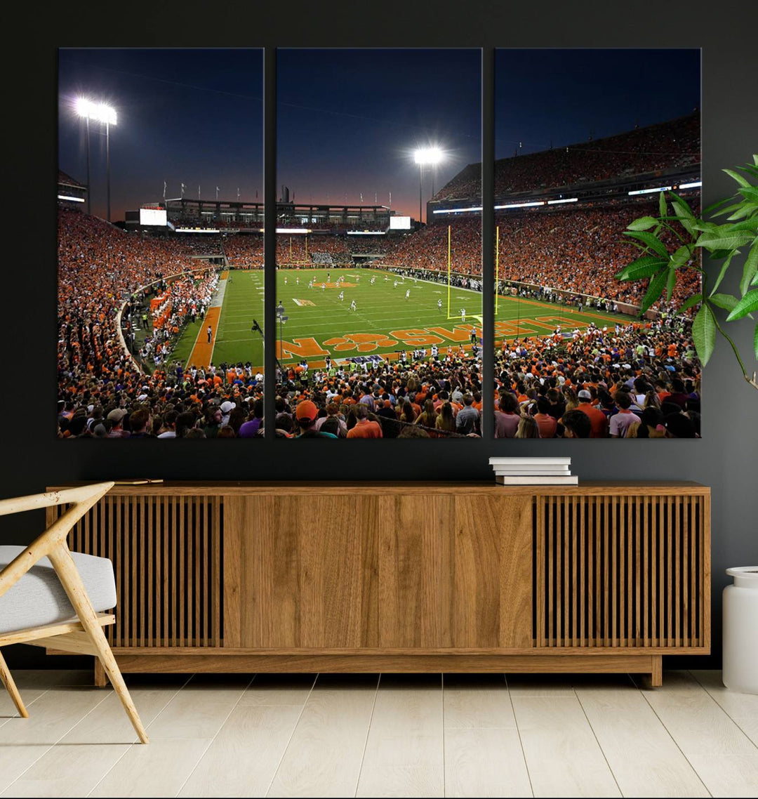 Clemson University Tigers Football Team Print - Clemson Memorial Stadium Wall Art Canvas Print