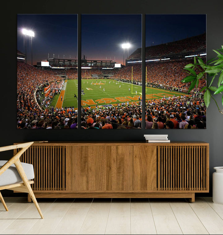 Clemson University Tigers Football Team Print - Clemson Memorial Stadium Wall Art Canvas Print