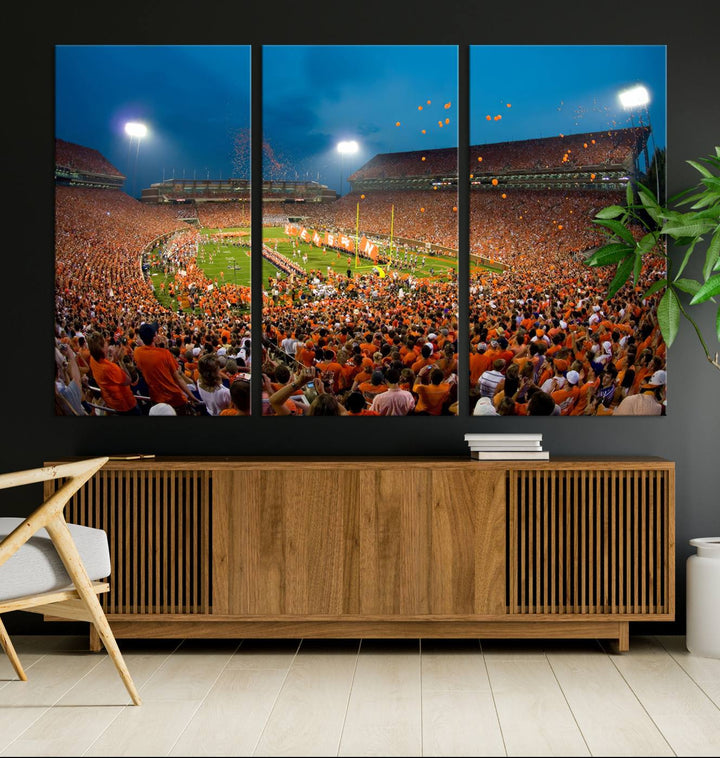 Clemson University Tigers Football Team Print - Clemson Memorial Stadium Wall Art Canvas Print