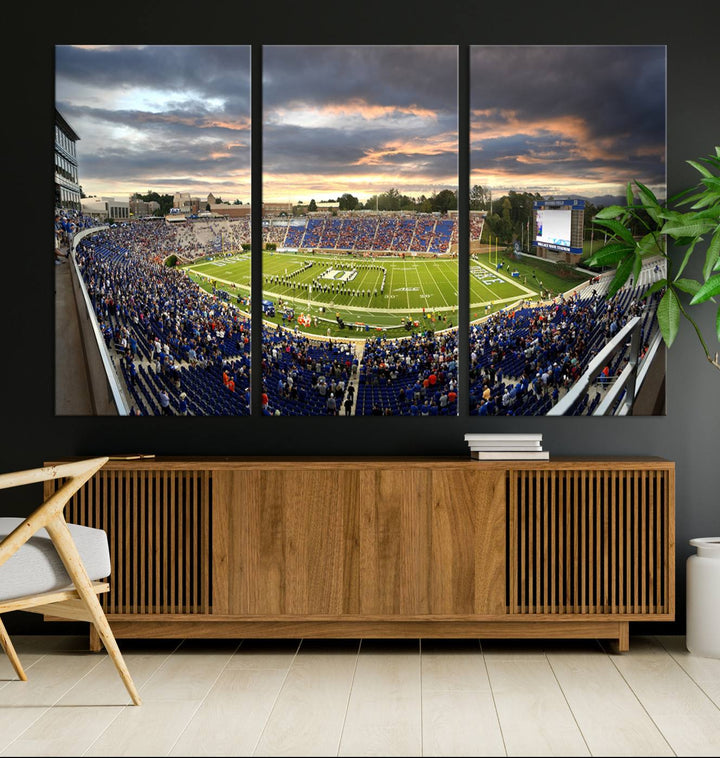 Duke University Blue Devils Football Team Print - Durham Wallace Wade Stadium Wall Art Canvas Print