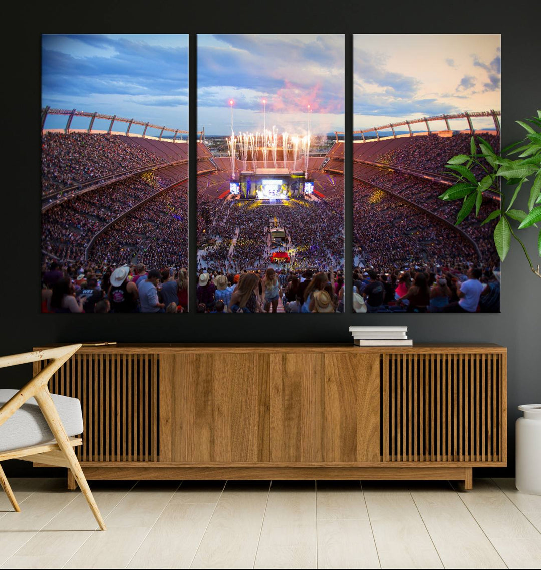 Denver Broncos Football Team Print - Empower Field at Mile High Stadium Wall Art Canvas Print