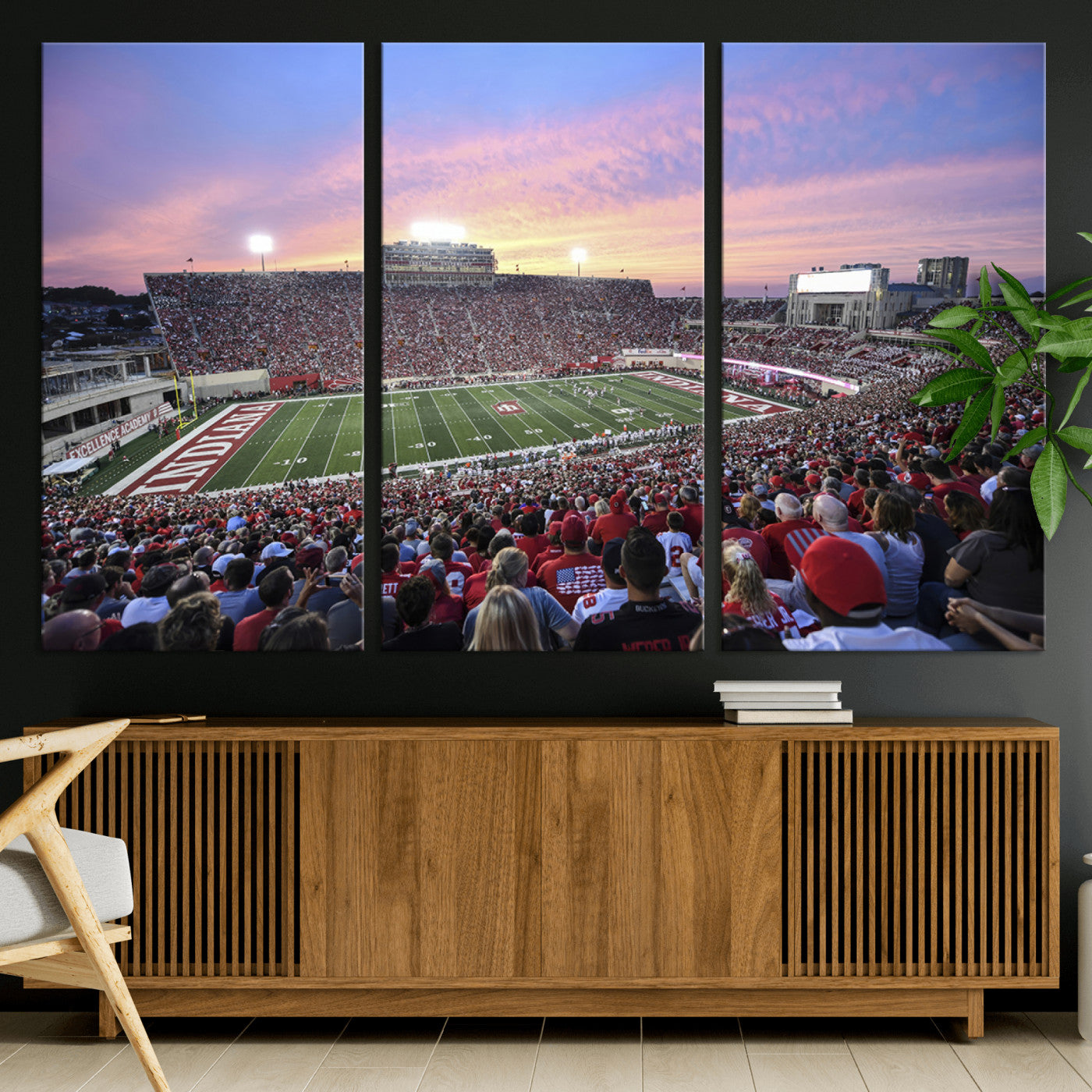 13046-MGV-CV-36X24-Indiana University Hoosiers Football Team Print - Bloomington Memorial Stadium Wall Art Canvas Print