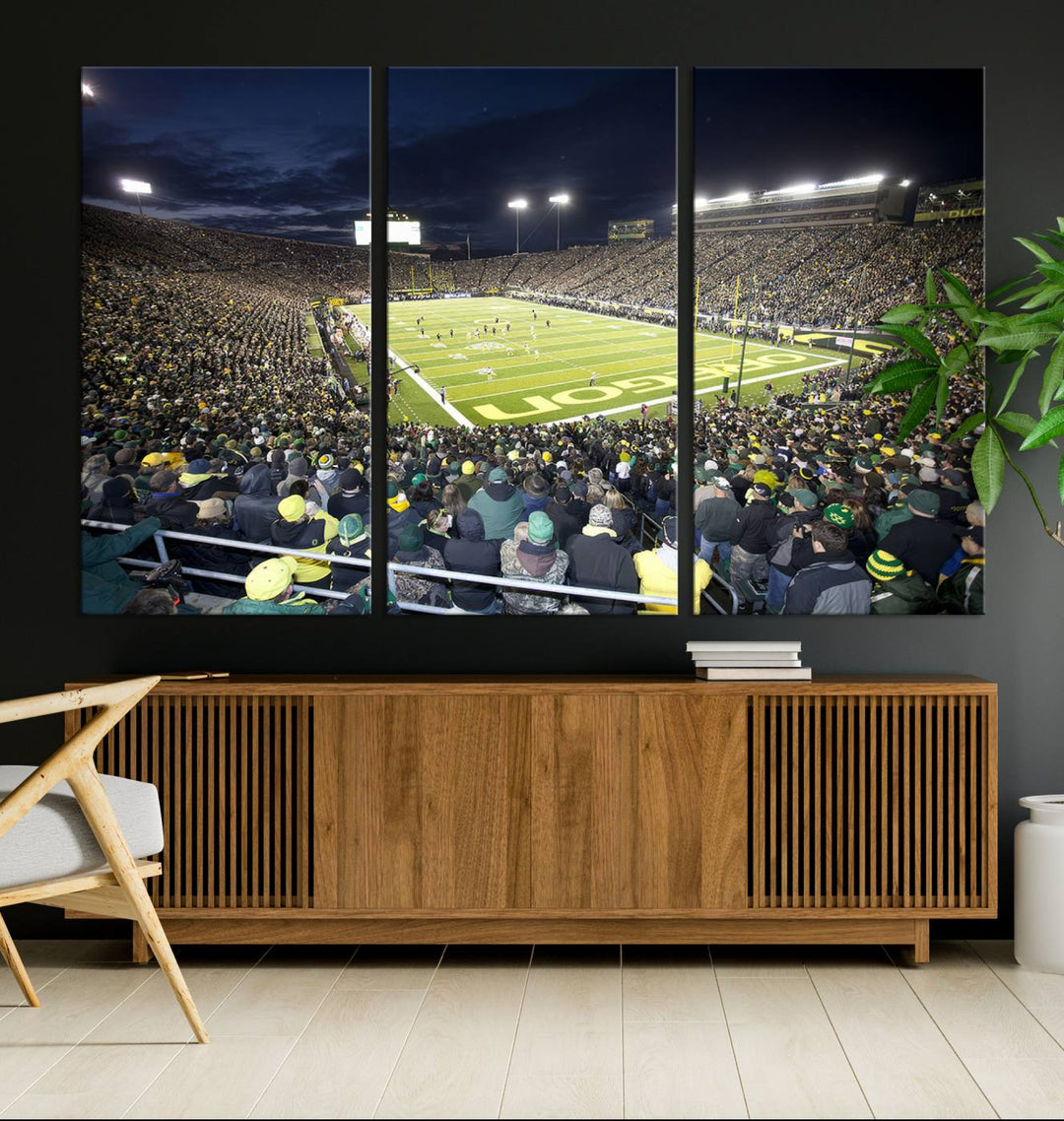 University of Oregon Ducks Football Team Print - Eugene Autzen Stadium Wall Art Canvas Print