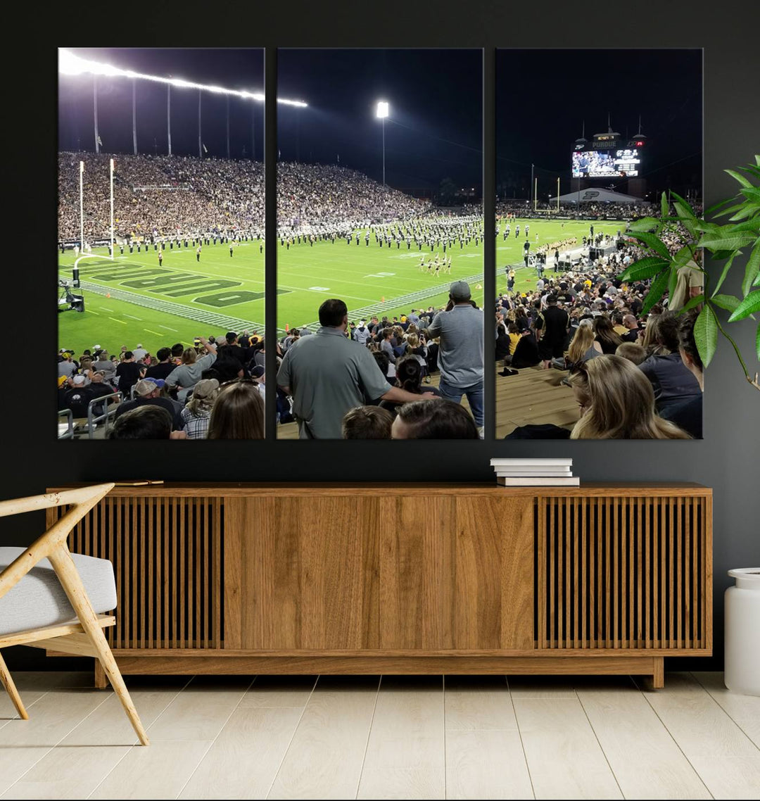 Purdue University Boilermakers Football Team Print - West Lafayette Ross-Ade Stadium Wall Art Canvas Print