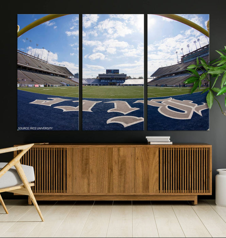 Rice University Owls Football Team Print - Houston Rice Stadium Wall Art Canvas Print