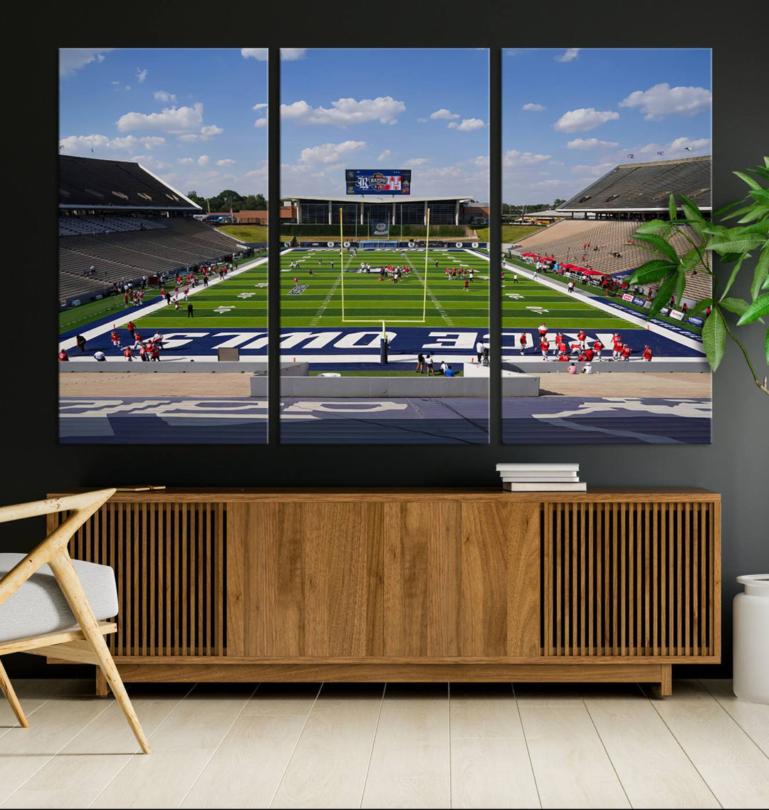 Rice University Owls Football Team Print - Houston Rice Stadium Wall Art Canvas Print