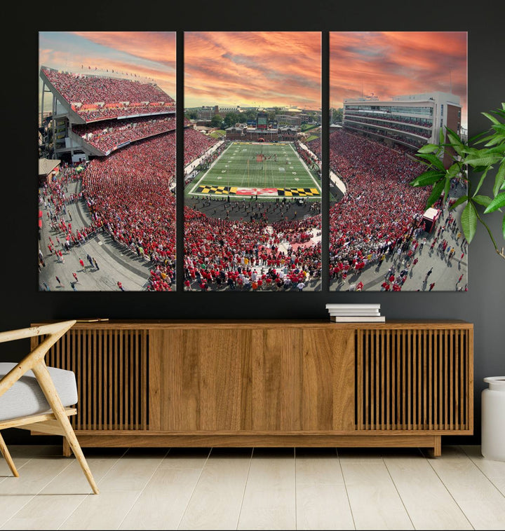 University of Maryland Terrapins Football Team Print - College Park SECU Stadium Wall Art Canvas Print