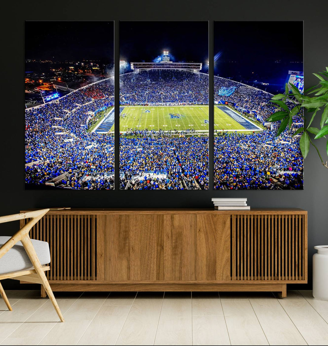 The University of Memphis Tigers Football Team Wall Art Canvas Print shines brightly.