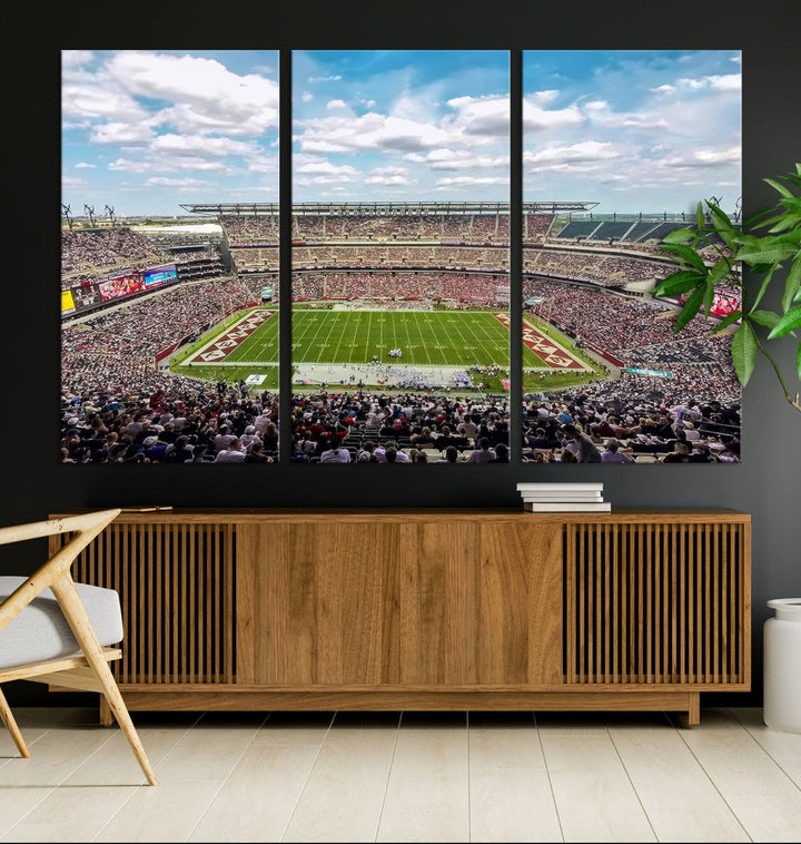 The Temple University Owls Athletics canvas print of a game at Lincoln Financial Field.