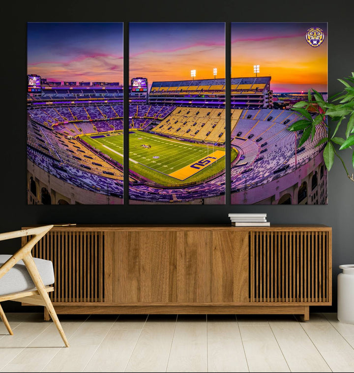 The Louisiana State University Tigers Football Team Print - Baton Rouge Tiger Stadium Wall Art Canvas Print