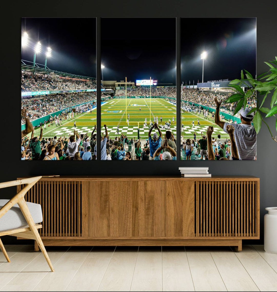 The Tulane University Green Wave Football Team Print - New Orleans Yulman Stadium Wall Art Canvas Print