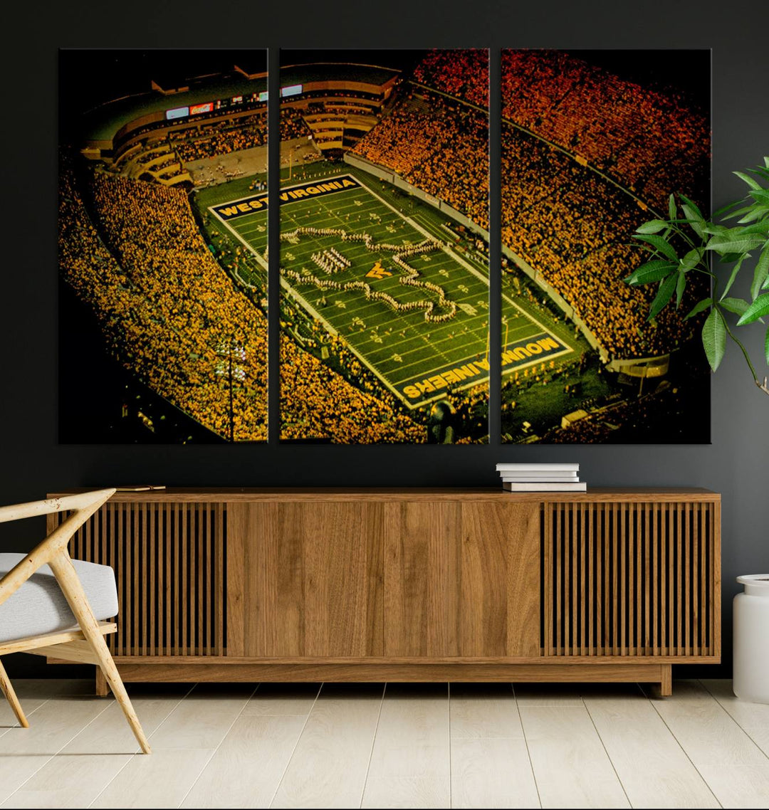 West Virginia University Mountaineers Football Team Print - Milan Puskar Stadium Canvas Print Wall Art, Morgantown City Print