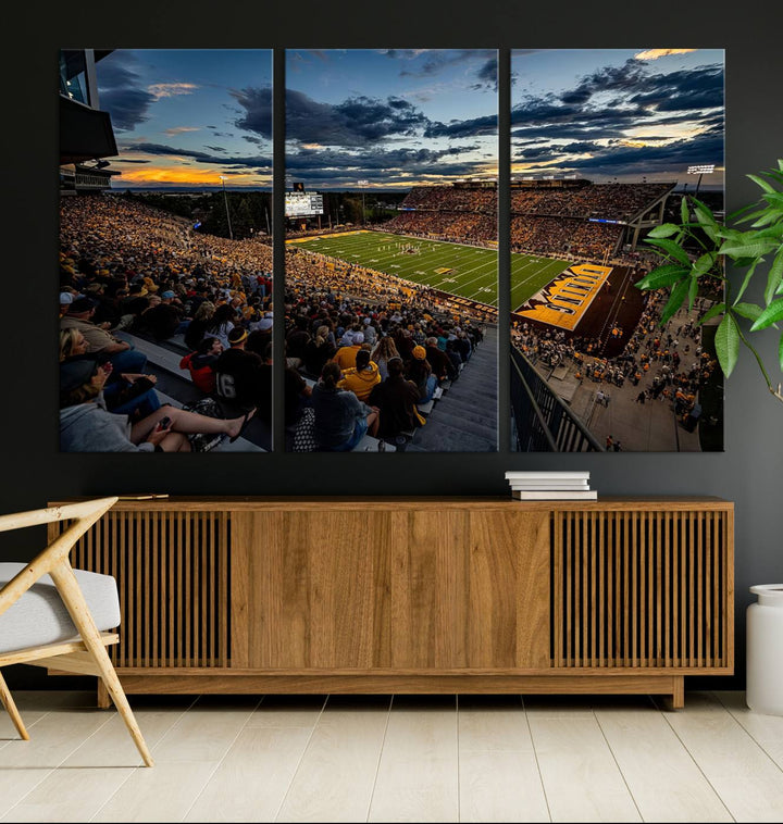 Cowboy Football War Memorial Stadium Wall Art | Ready to Hang Canvas Print of College Football Stadium at Sunset | Perfect for Sports Fans and Football Enthusiasts