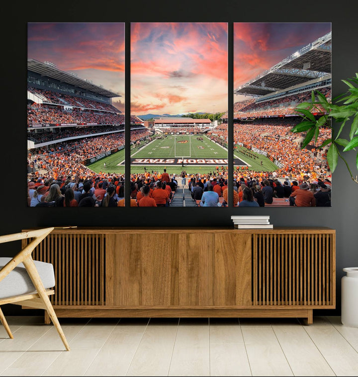 Oregon State Beavers Football Team Print - Corvallis Reser Stadium Wall Art Canvas Print