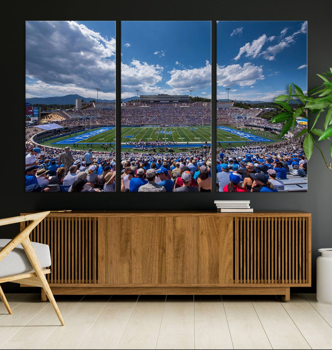 Air Force Falcons Football Team Print - Colorado Springs Falcon Stadium Wall Art Canvas Print