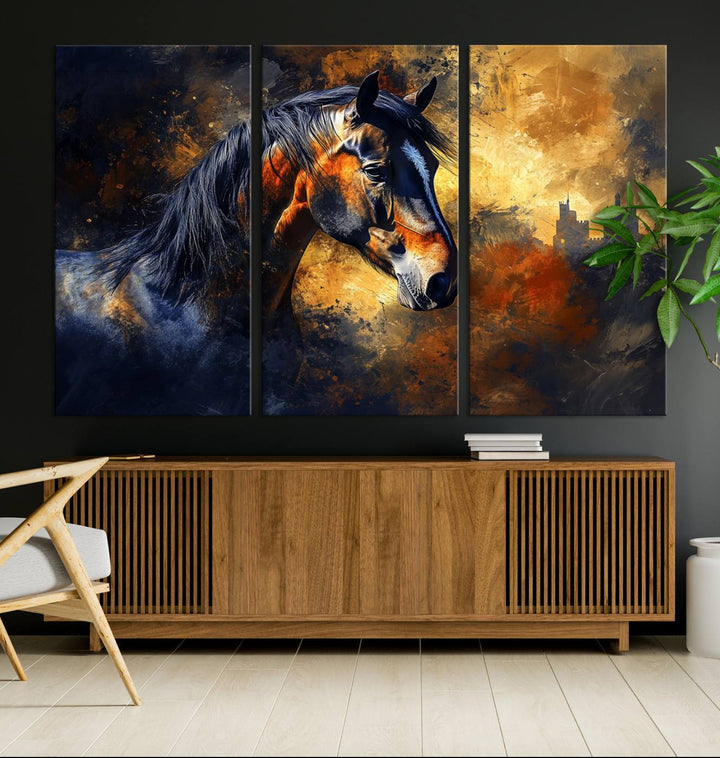 Abstract Horse Art Print - Abstract Canvas Wall Art | Perfect for Rustic Farmhouse, Modern, or Equestrian Wall Decor | Horse Lovers Home Decor