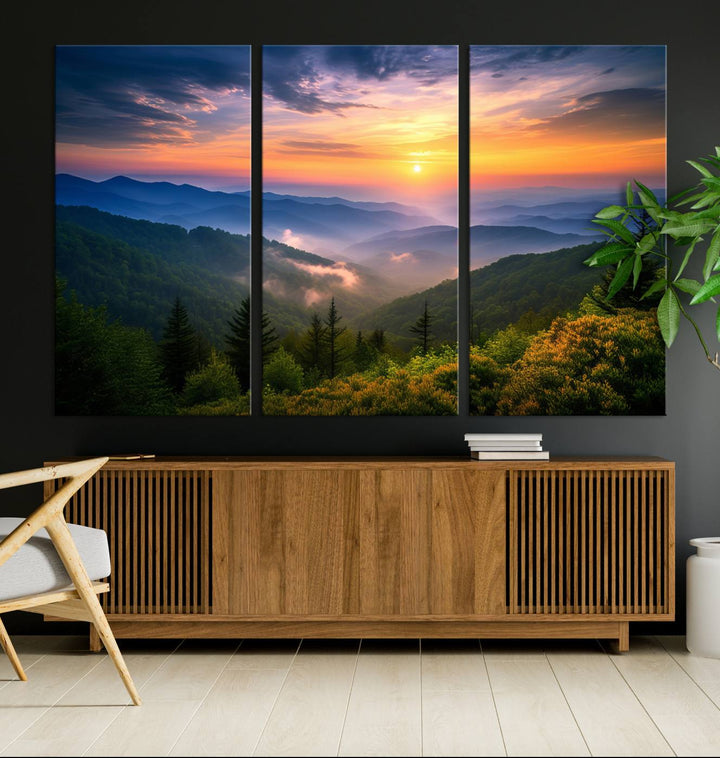 Majestic Mountain Sunrise Landscape Wall Art | Canvas Print Ready to Hang | Perfect for Farmhouse Wall Decor, Cabin Wall Art, Nature Lover’s Retreat