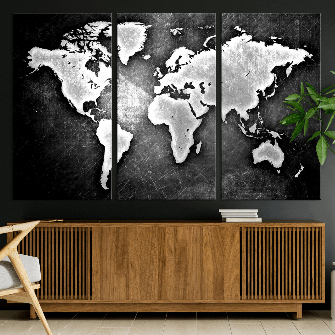 World Map Wall Art Canvas Print – Framed Wall Art for Anniversary Gift or Home Adventure Decor