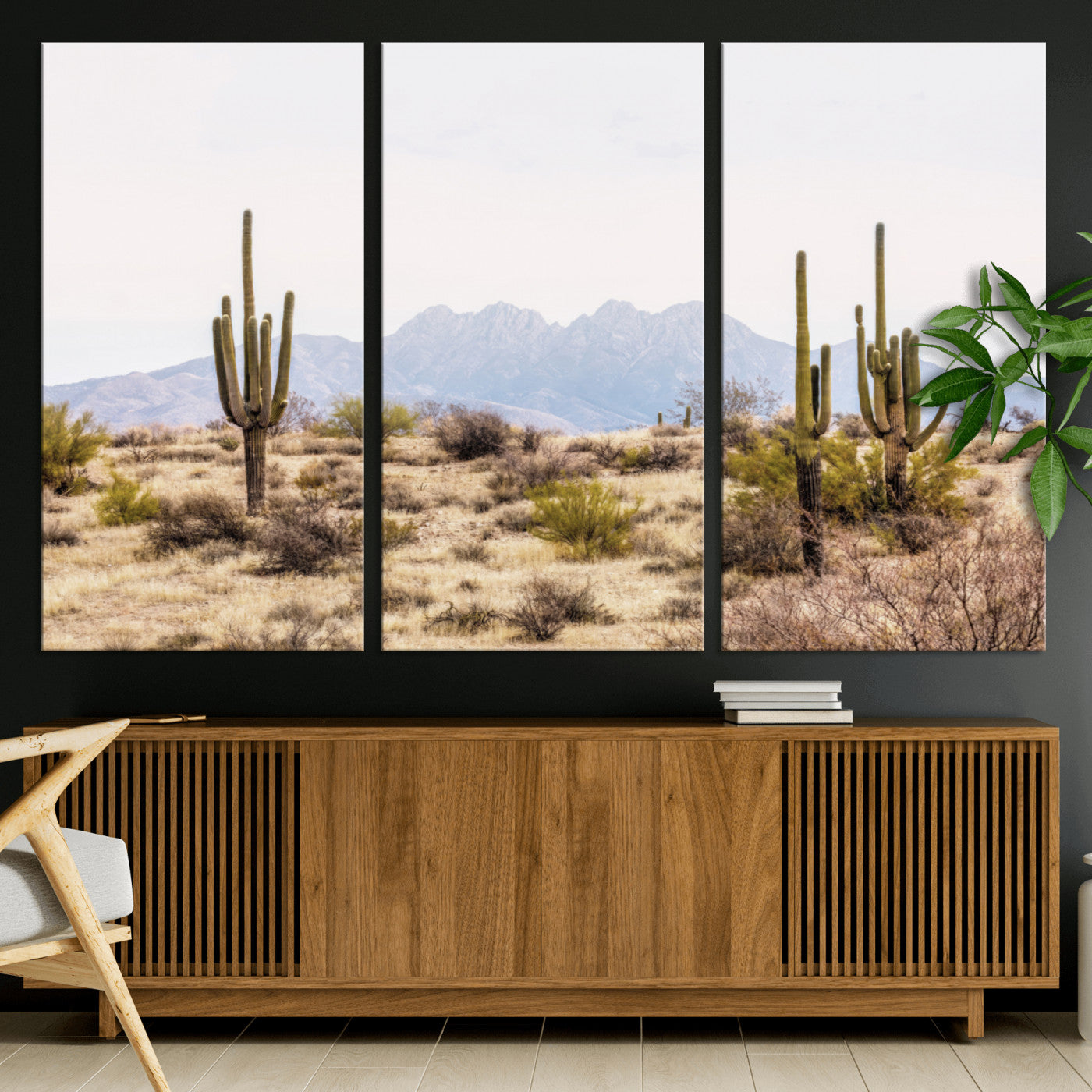 97436-MGV-CV-36X24-Arizona Desert Wall Art Print | Arizona Desert Canvas Print with Saguaro Cacti | Southwestern Landscape Wall Art | Framed Farmhouse Decor