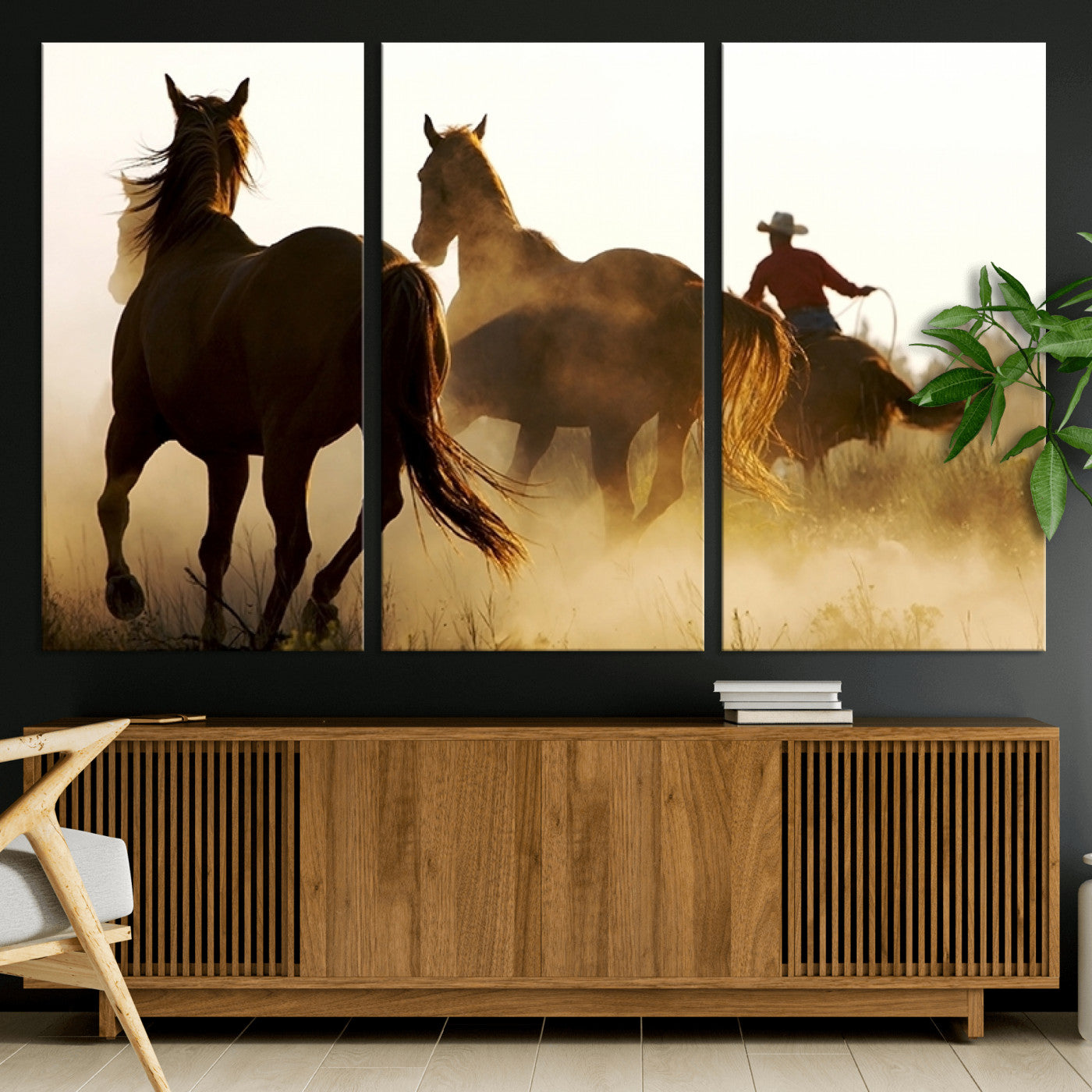 49068-MGV-CV-36X24-Horses and Cowboys Wall Art Canvas Print