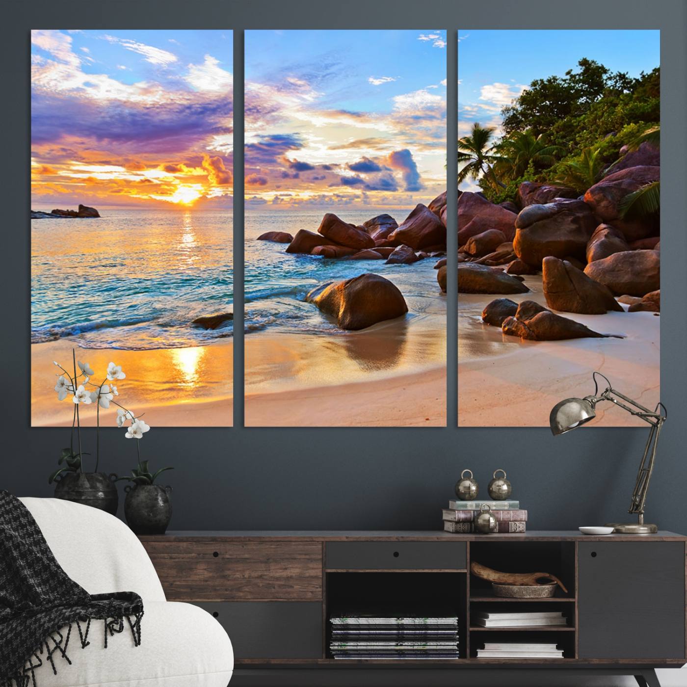 43209-MGV-CV-36X24-Tropical Island Beach Sunset Canvas Print