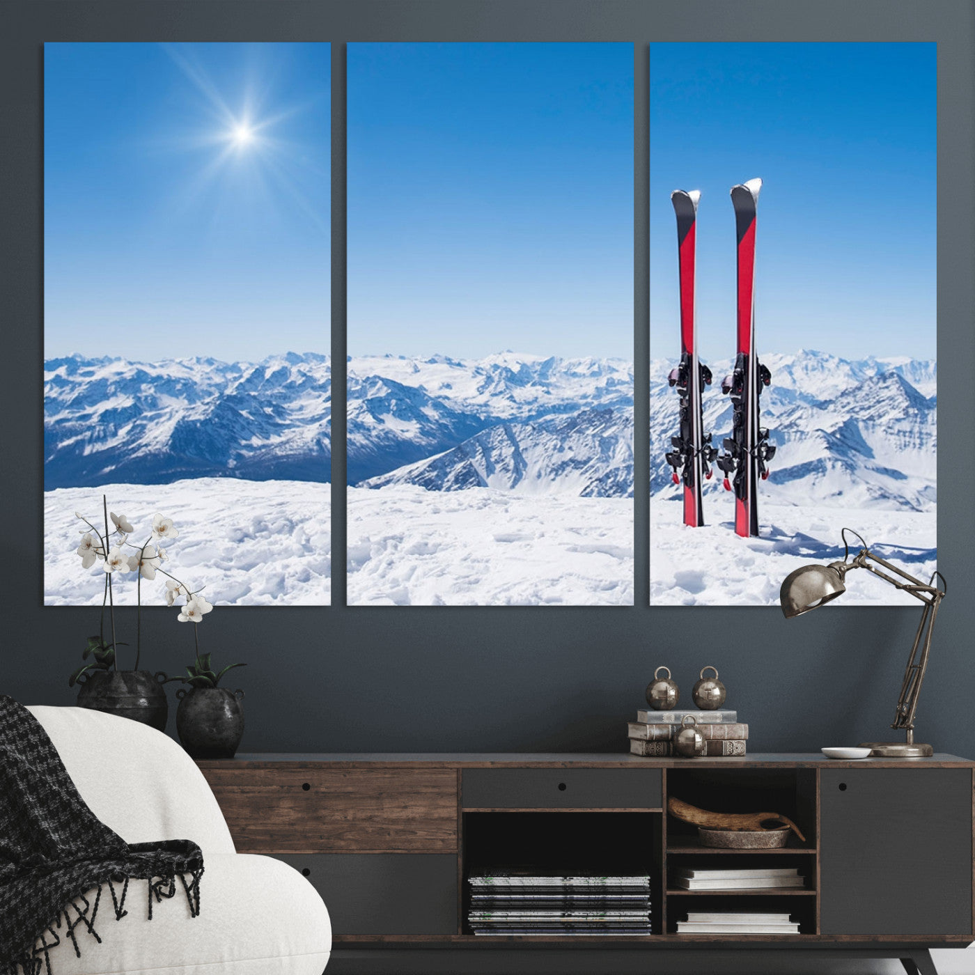 MGV-CV-48X32-3P - Ski Season Snow Wall Art Canvas Print
