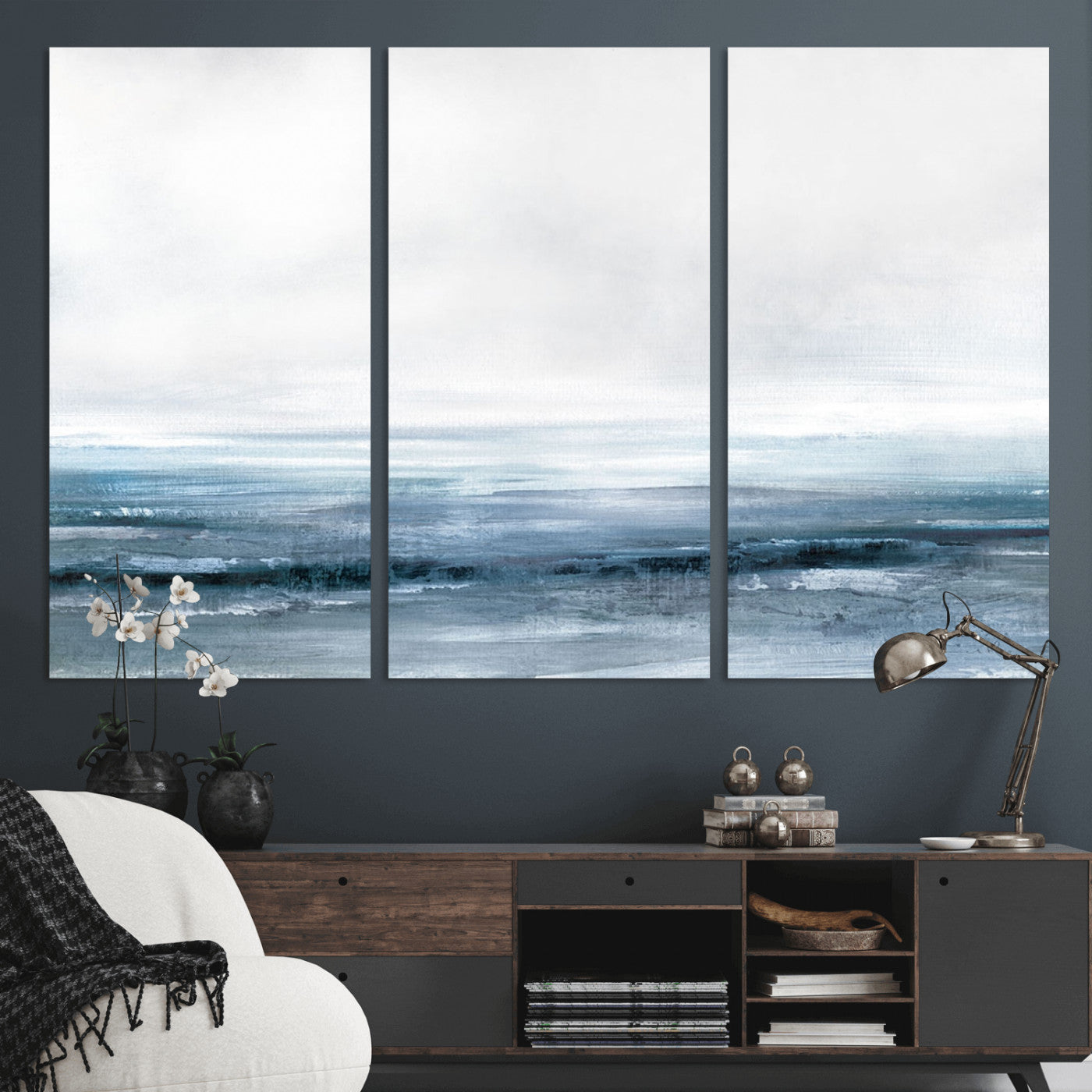 MGV-CV-48X32-3P - Blue Ocean Abstract Artwork Wall Art Canvas Print