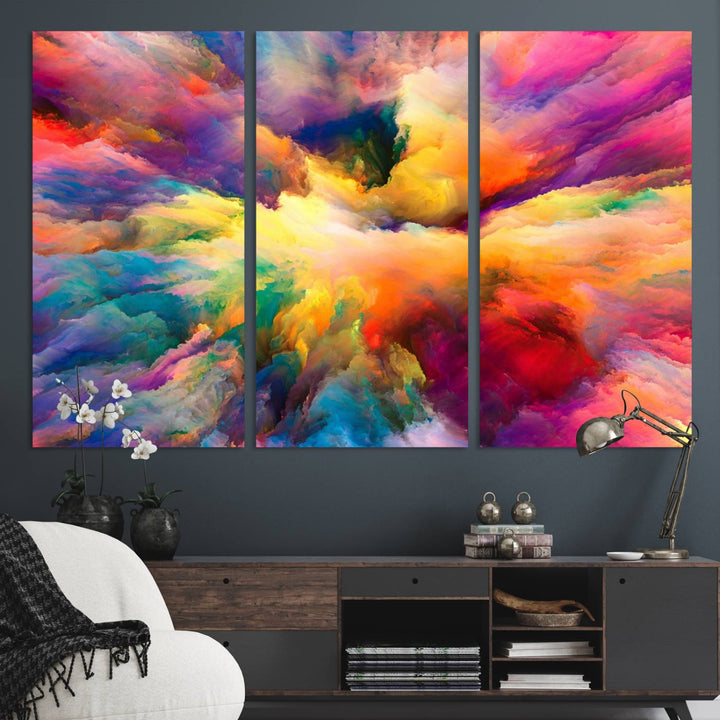 Blazing Vibrant Colors Cloud-like Wall Art Canvas Print adds flair to the space.