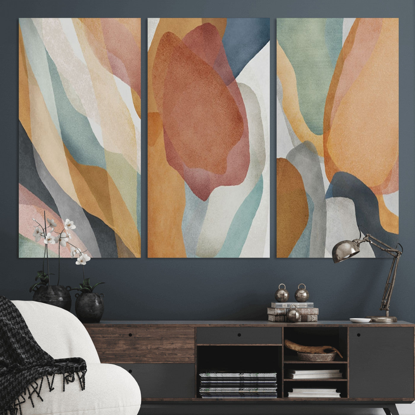 MGV-CV-48X32-3P - Boho Wall Art Canvas Print Set, Watercolor Boho Wall Art Canvas