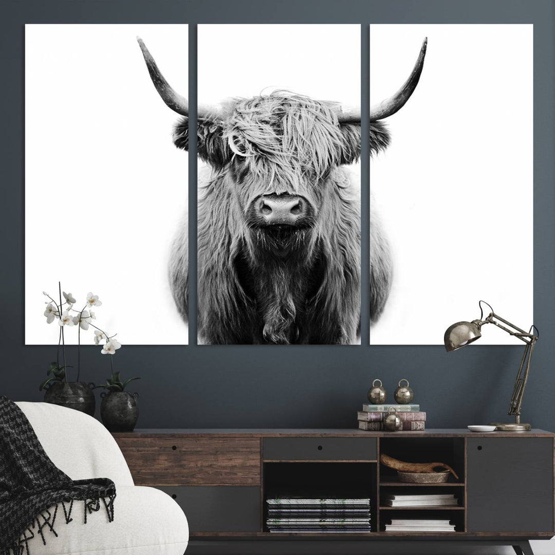 Highland Cow Canvas hanging prominently.