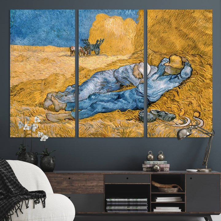 A Vincent Van Gogh Nature canvas print depicting resting farmers.