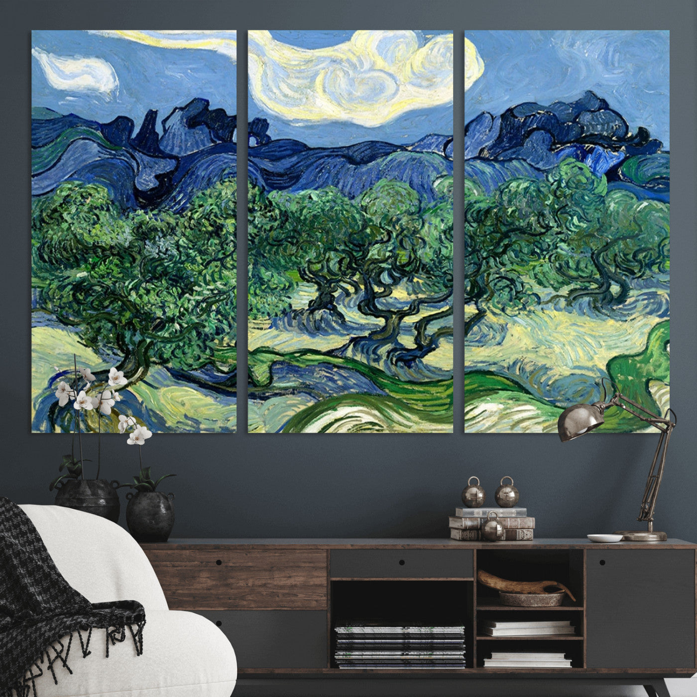 MGV-CV-48X32-3P - Olive Trees Van Gogh Wall Art Canvas Print