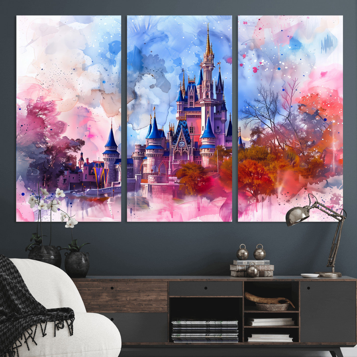 MGV-CV-48X32-3P - Disney Wall Art: Dreamy Watercolor Cinderella Castle Canvas Print