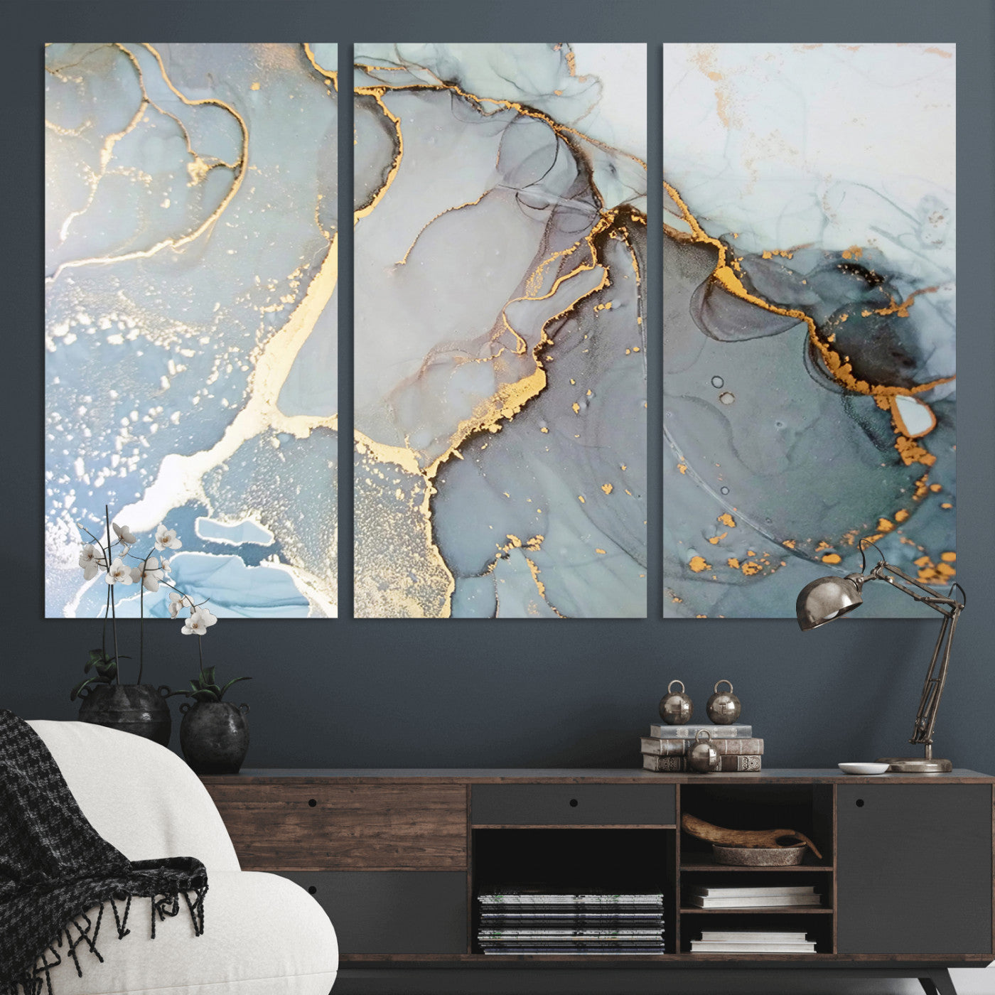 -Large Abstract Marble Wall Art Canvas Print for Living Room and Farmhouse Decor