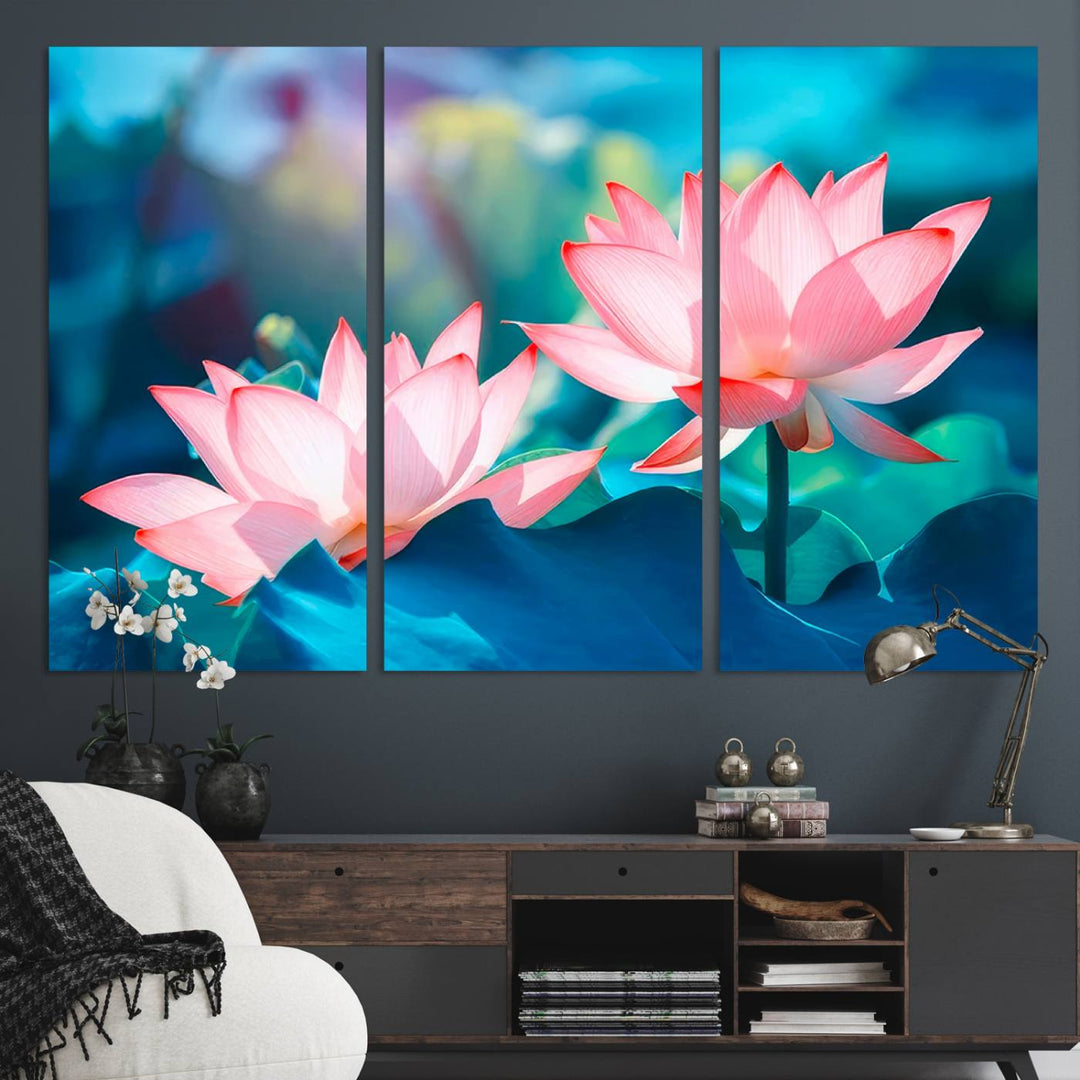 Pink Lotus Flower Canvas wall art.