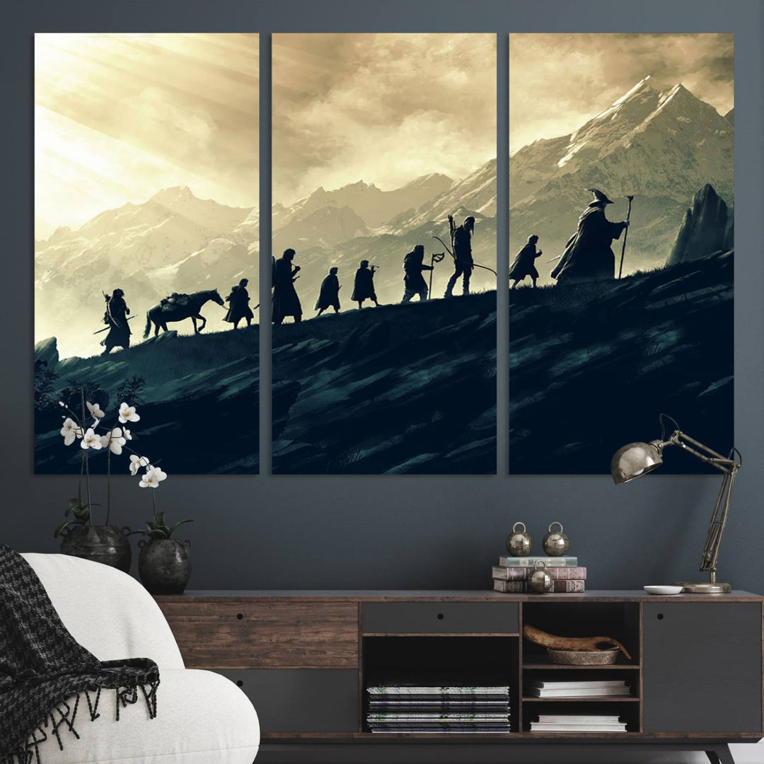 The living room features Lord of the Rings Silhouette Wall Art, capturing the epic quest through Middle-Earth.